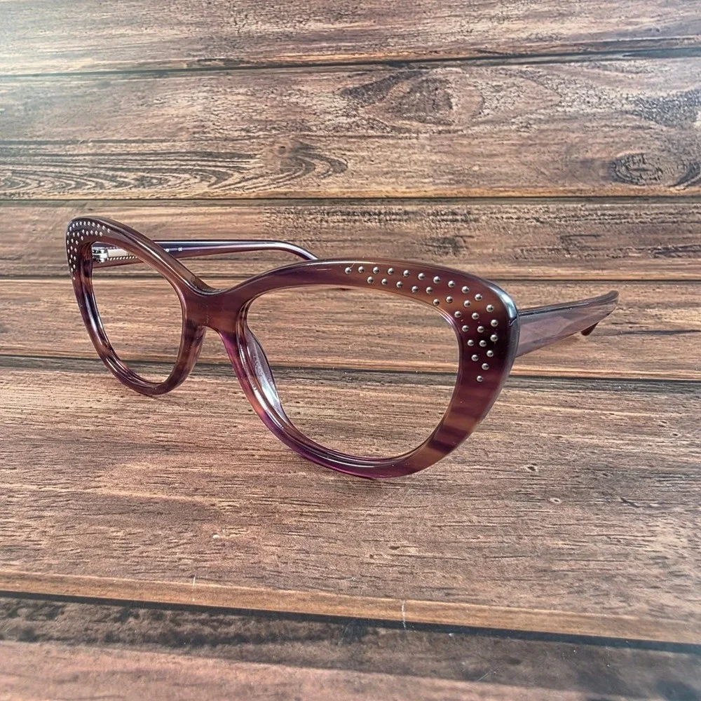 Bebe Lush BB7137 Berry Purple Cat Eye Eyeglass Frames 54-17-135 studded detail